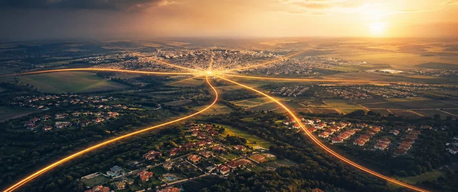 Foto Berea de São Carlos com vários linhas de luz indicando a migração de pessoas para a cidade